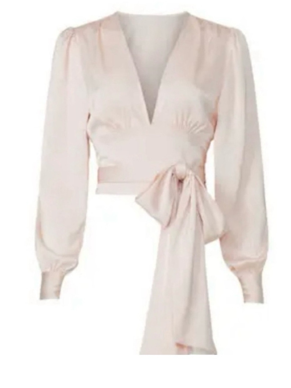 Marissa Webb Pale Blush Satin Wrap Crop Top